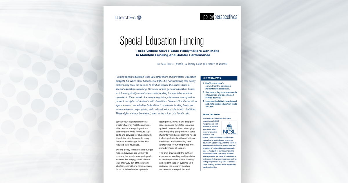 Special Education Funding Three Critical Moves State Policymakers Can