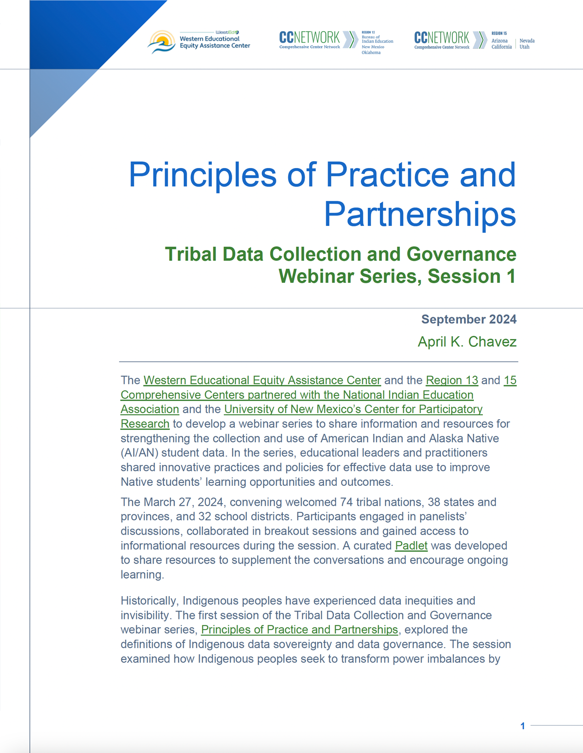 Principles of Practice and Partnerships Tribal Data Collection and ...