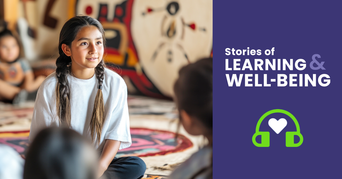 Native american student in a classroom.
