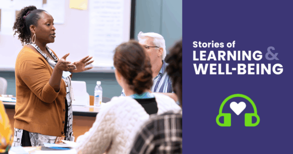 A group of teachers collaborating in a classroom.