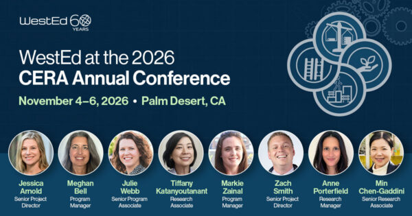 Join WestEd experts at at the Annual California Educational Research Association (CERA) Conference on November 4–6, 2026, in Palm Desert, California.