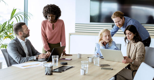Educators working around a table